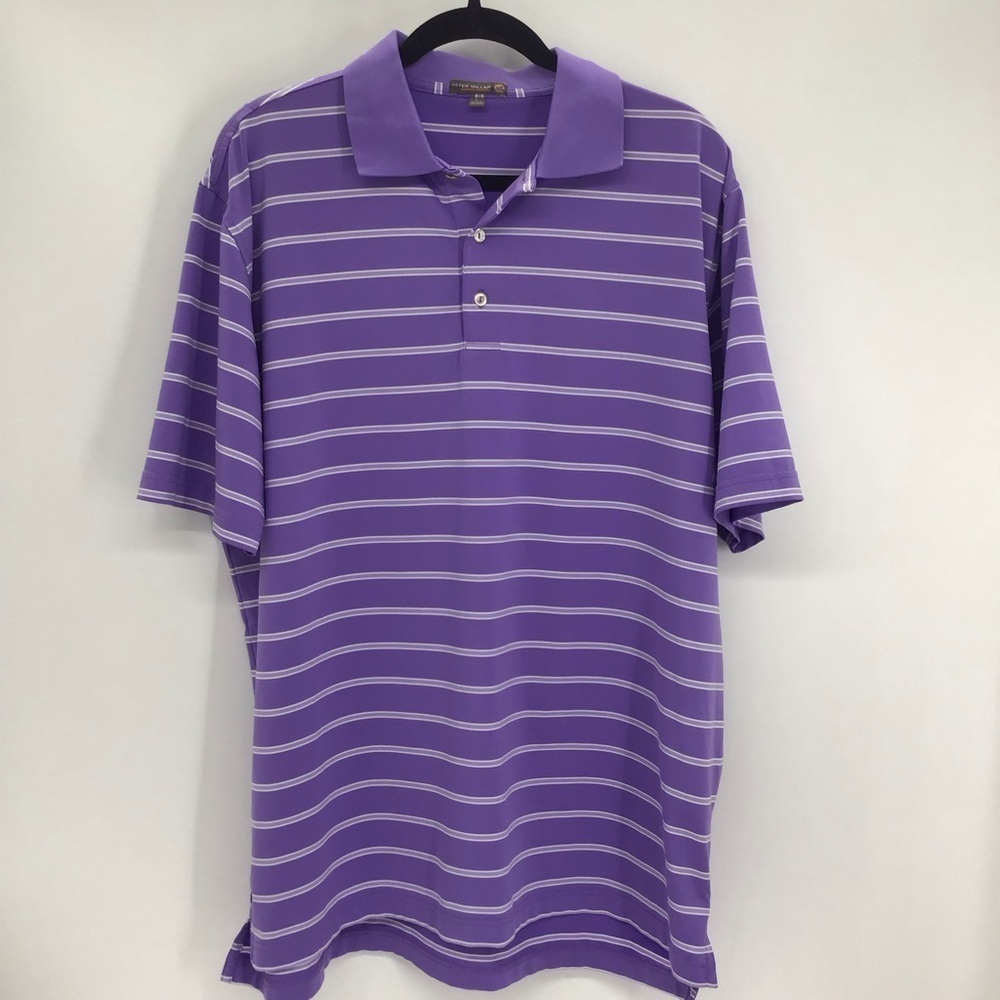 Peter Millar Sport Performance Polo Short Sleeve Shirt Career Purple Size L